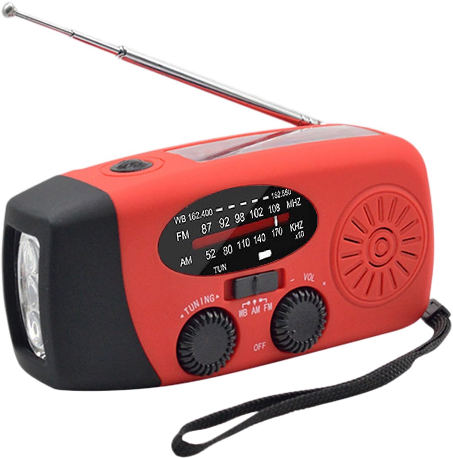 Noodhandslingerradio met LED Zaklamp - Draagbare AM/FM Weerradio en Powerbank
