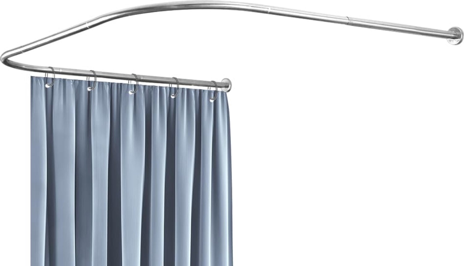 U-vormige Douchegordijnstang - Gebogen Roestvrij Staal 90-130 x 110 cm