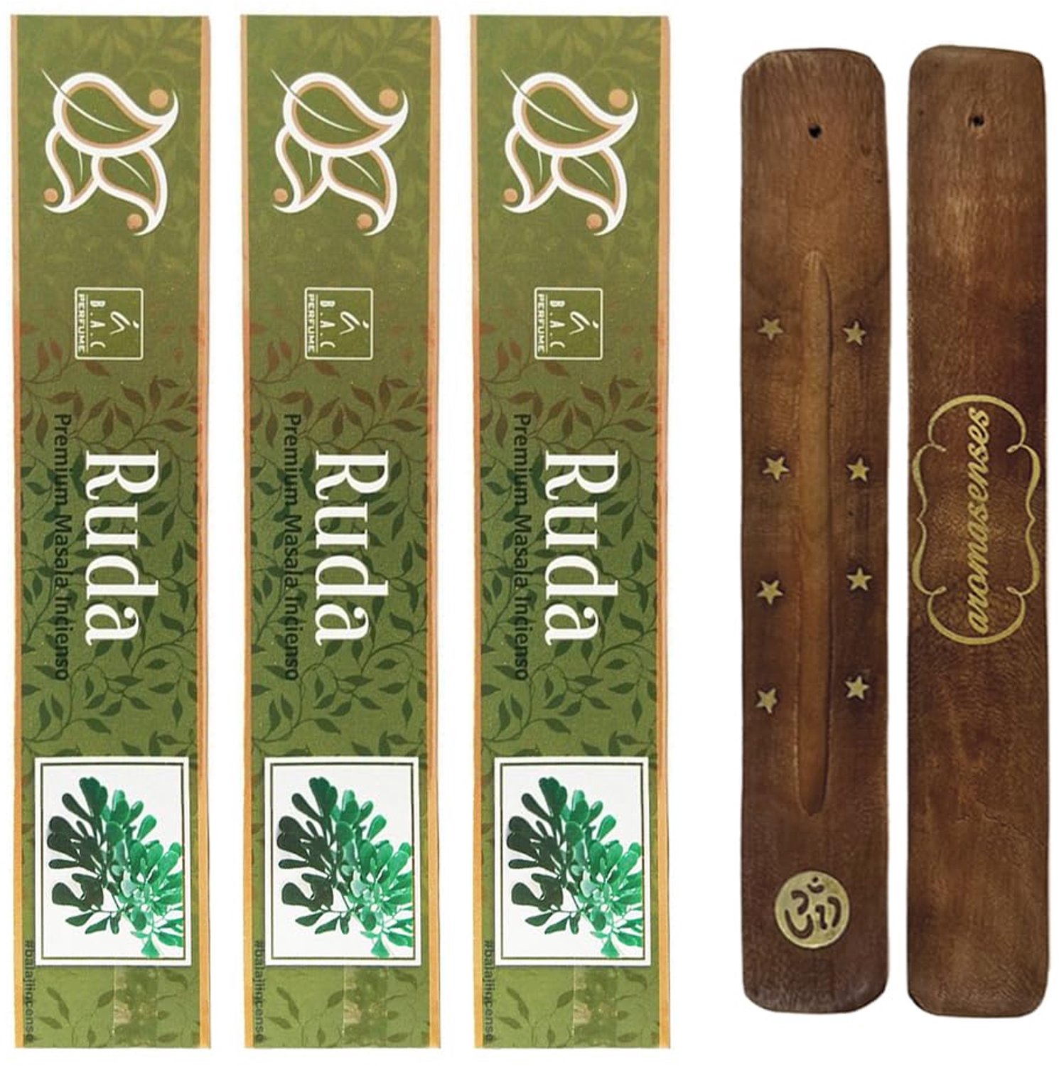 Set van 3 Rue Masala Incense Sticks met Censer - Natuurlijke Geuren voor Ontspanning