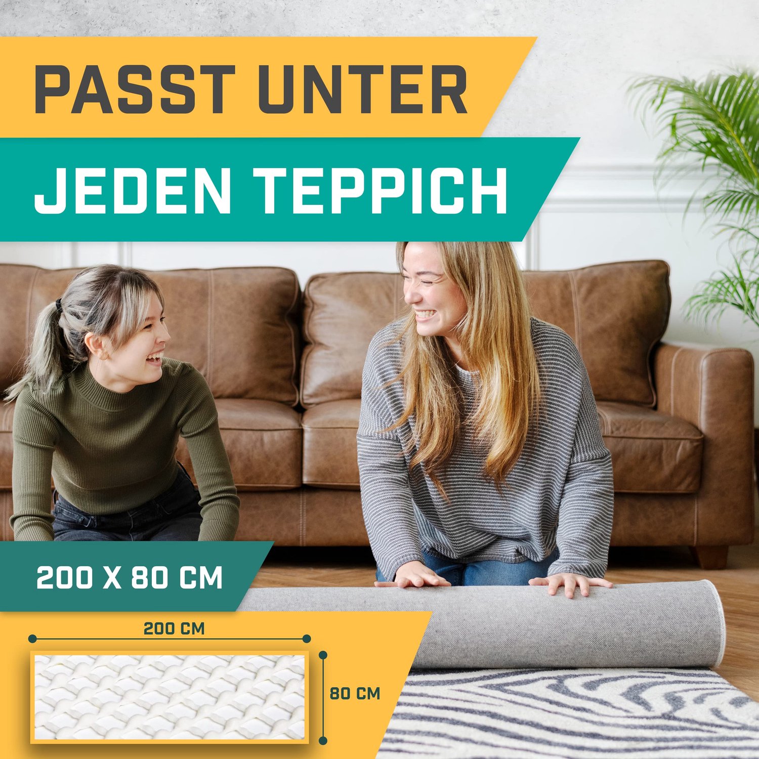 Antislipmat 200 x 80 cm - Tapijtstopper - Antislip ondertapijt - Antislip onderlegger - Slipbescherming - Wasbaar en herbruikbaar - Vloerkleedonderlegger
