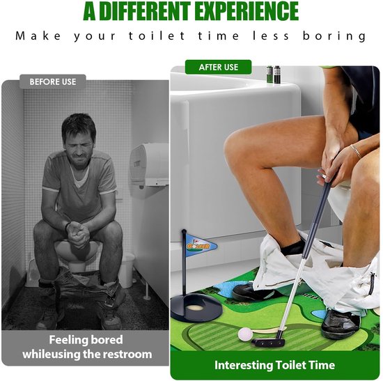 Mini Golfset voor het Toilet met Putting Mat en Golfballen — afbeelding 2