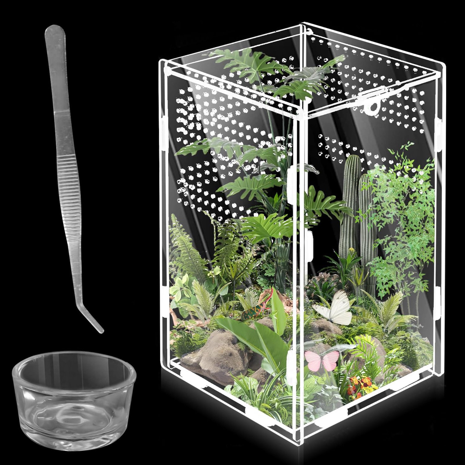 Mini Transparante Acryl Terrarium 360° voor Reptielen