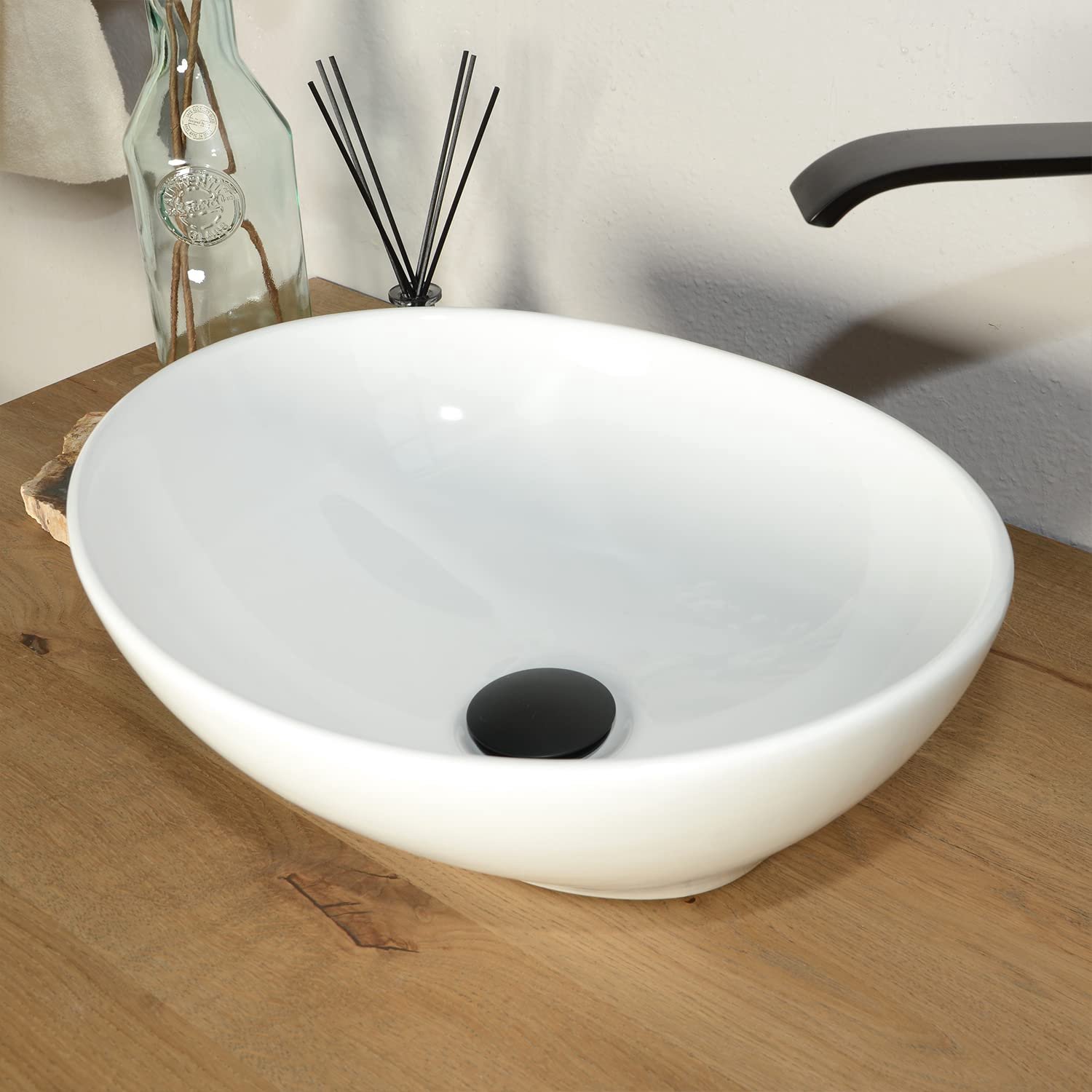 Keramische Wasbak - Modern oval 41 cm in wit