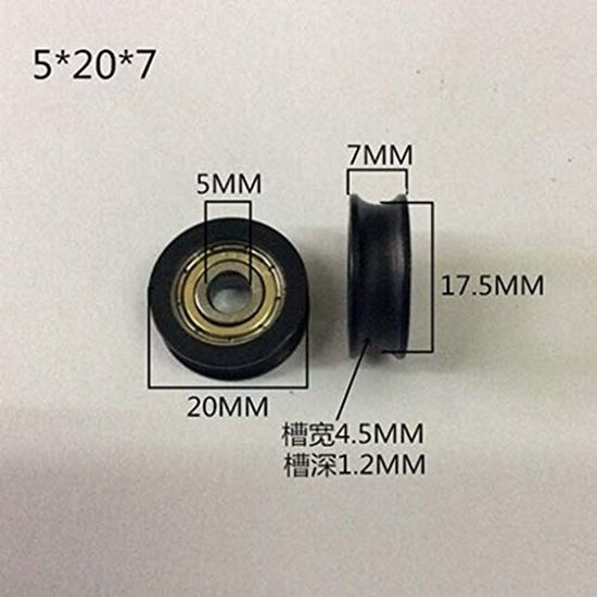 4 Stuks Coated Kogellagers - 5x20x7mm - Zwart — afbeelding 2