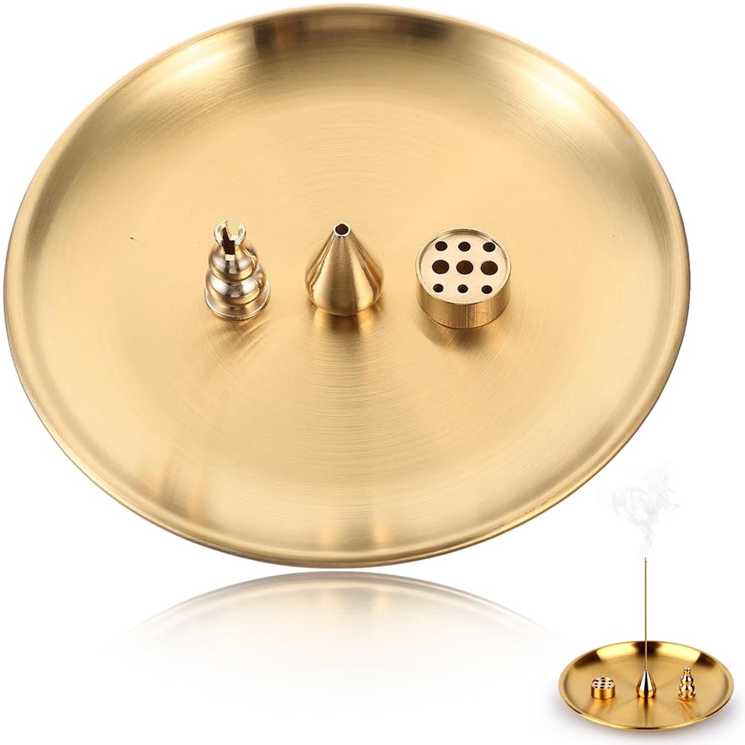 4-in-1 Brass Wierookhouder Set met Asopvang