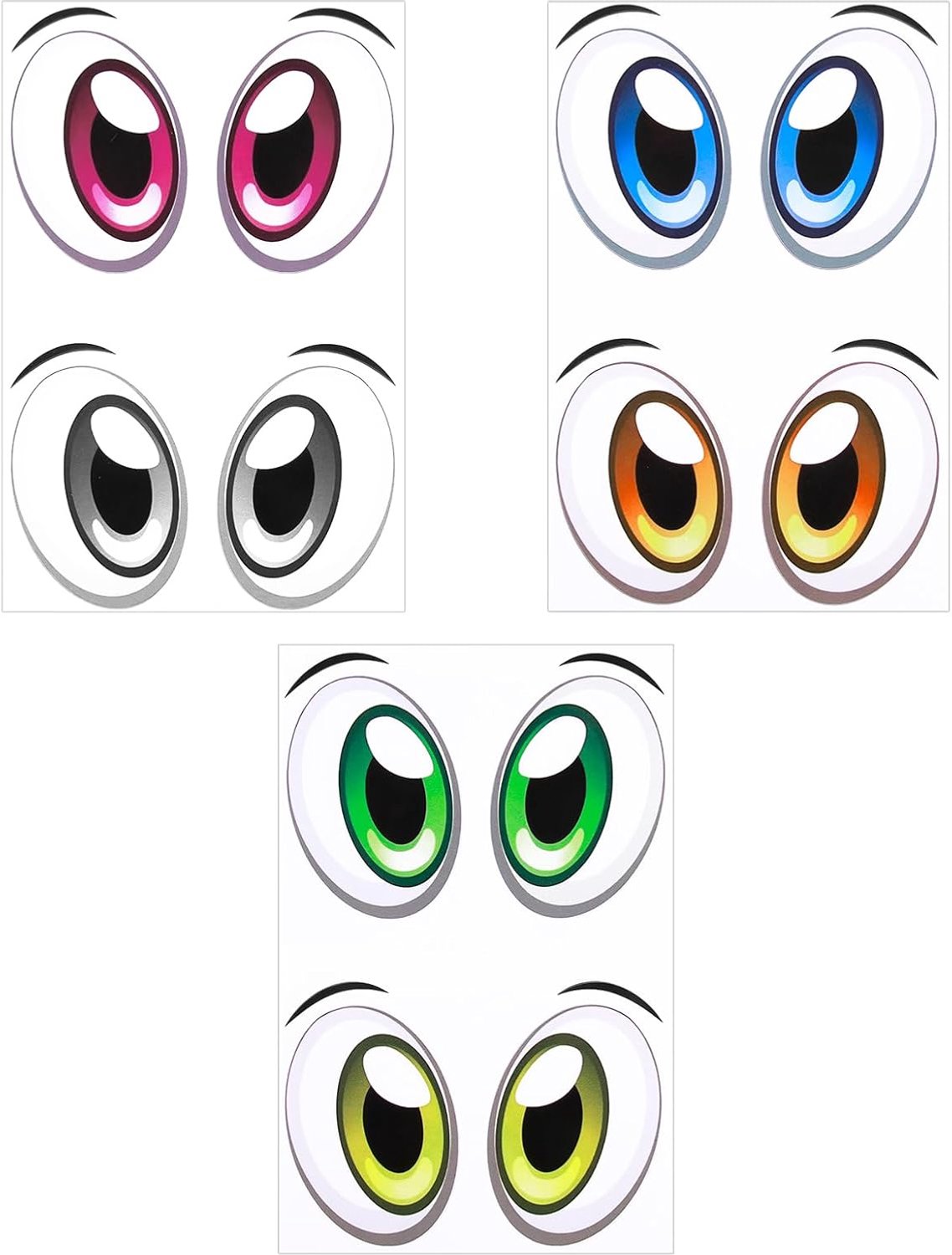 Set van 3 stickerogen, waterdichte zelfklevende ogen, zelfklevend voor robotgrasmaaiers, stofzuigers, decoratieve - Vemera