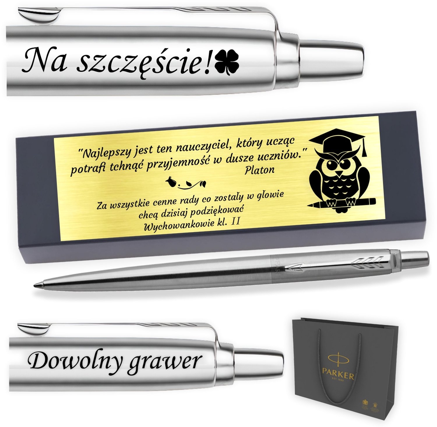 Parker Jotter CT Pen - Gegraveerd met Gouden Plaquette - Luxe Cadeau