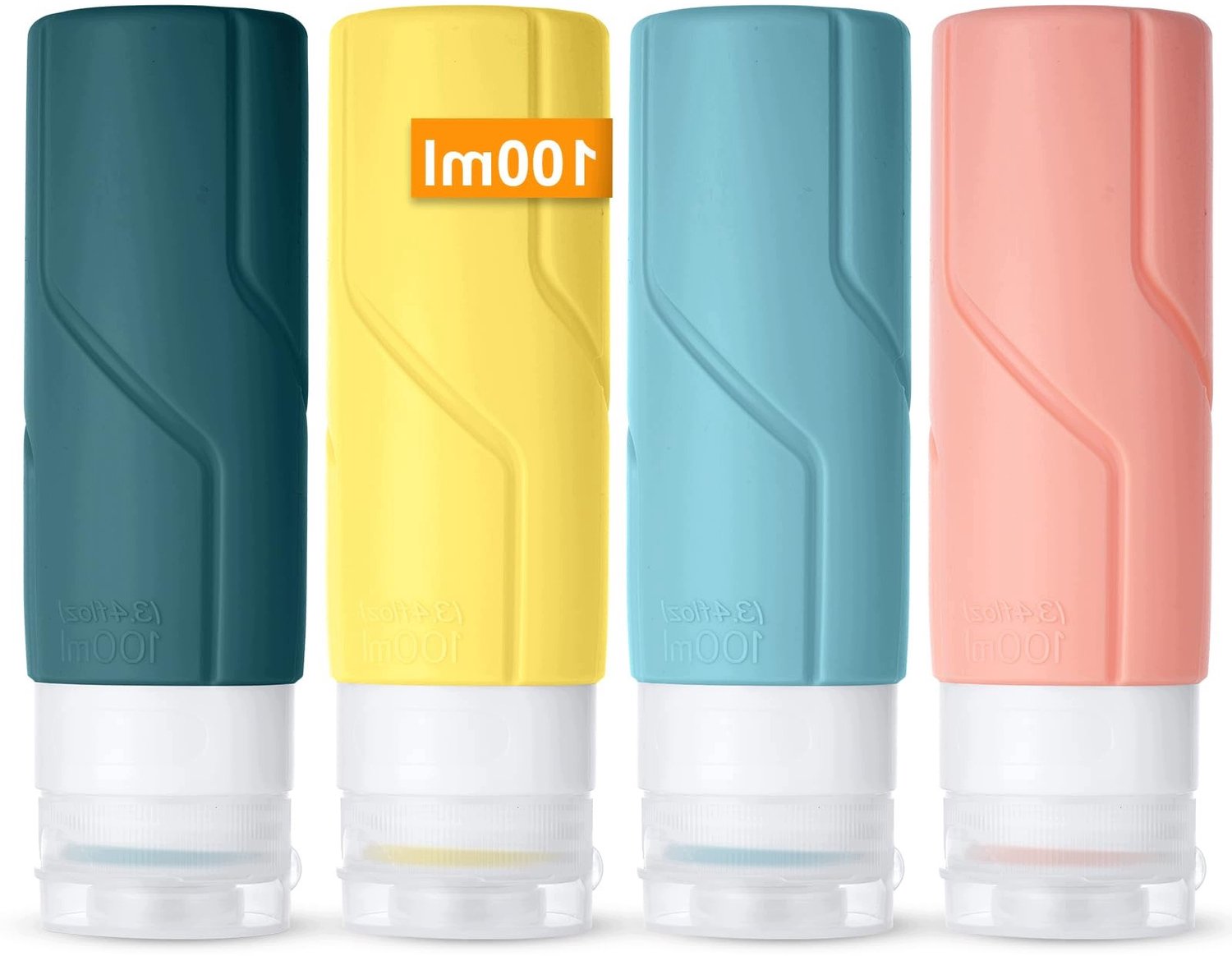 Set van 4 Siliconen Reisflacons 100ml - Lekvrij & BPA-vrij