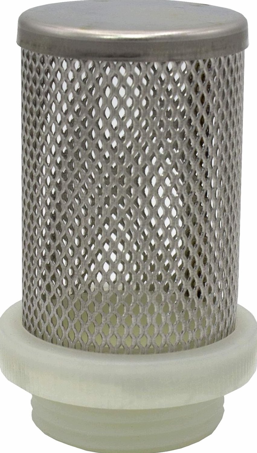 Zuigkorf met filter 1 1/4" DN32 RVS gaas, kunststof schroefdraad
