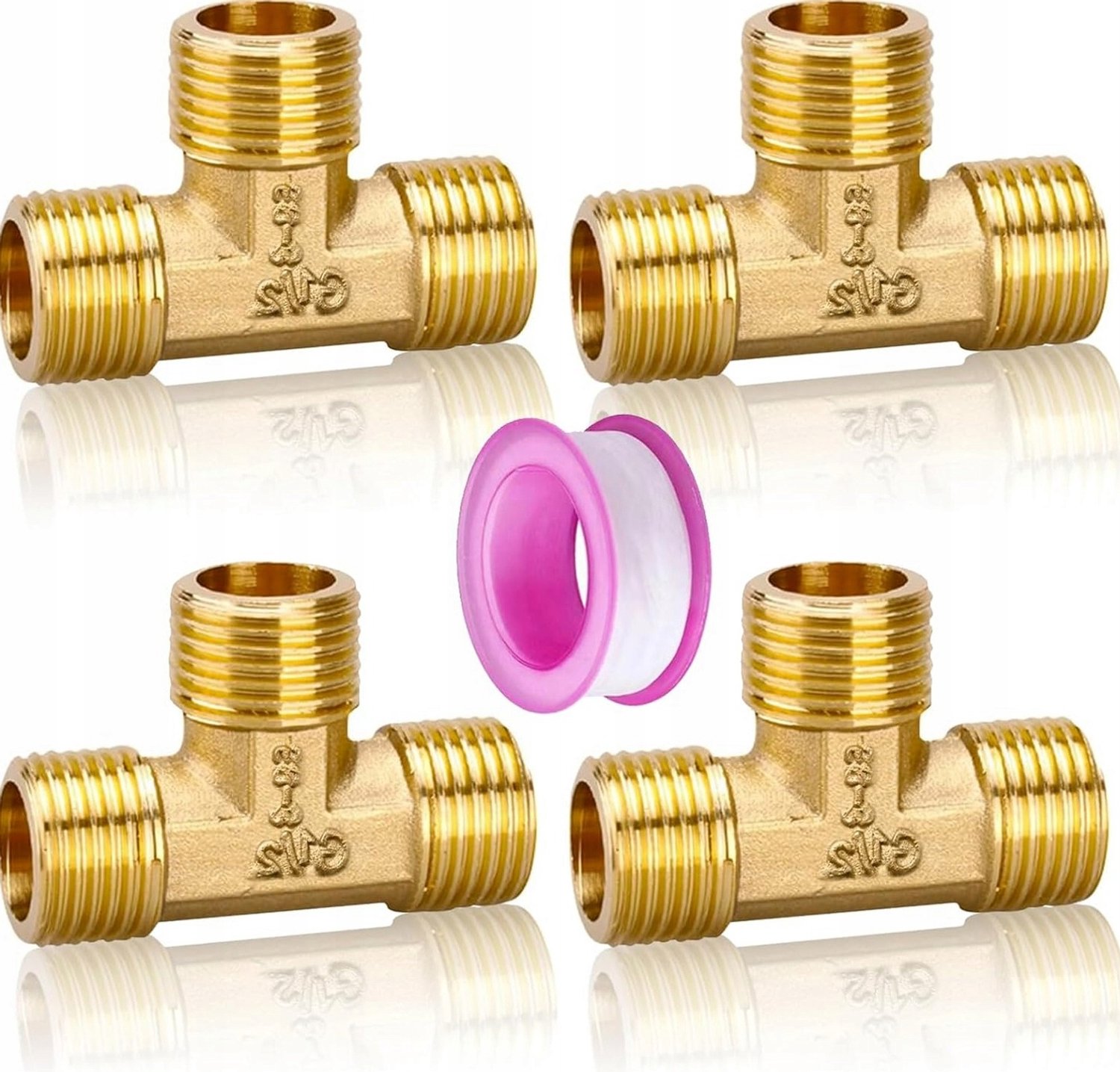 4x Messing T-stuk 1/2" G1/2 Waterkoppeling voor Irrigatie