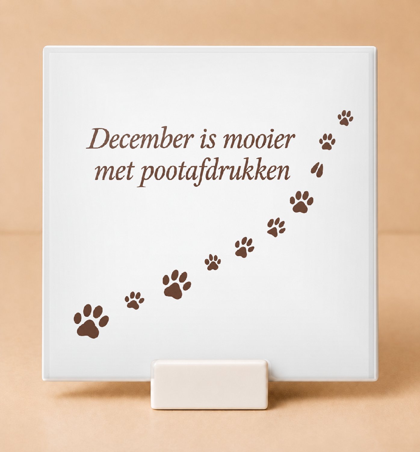 Bedruk King Strakke Huisdier in Kerstmodus Tegel – Minimalistische Decoratie voor Dierenliefhebbers en Kerstfanaten - 15 x 15 cm met houder Wit