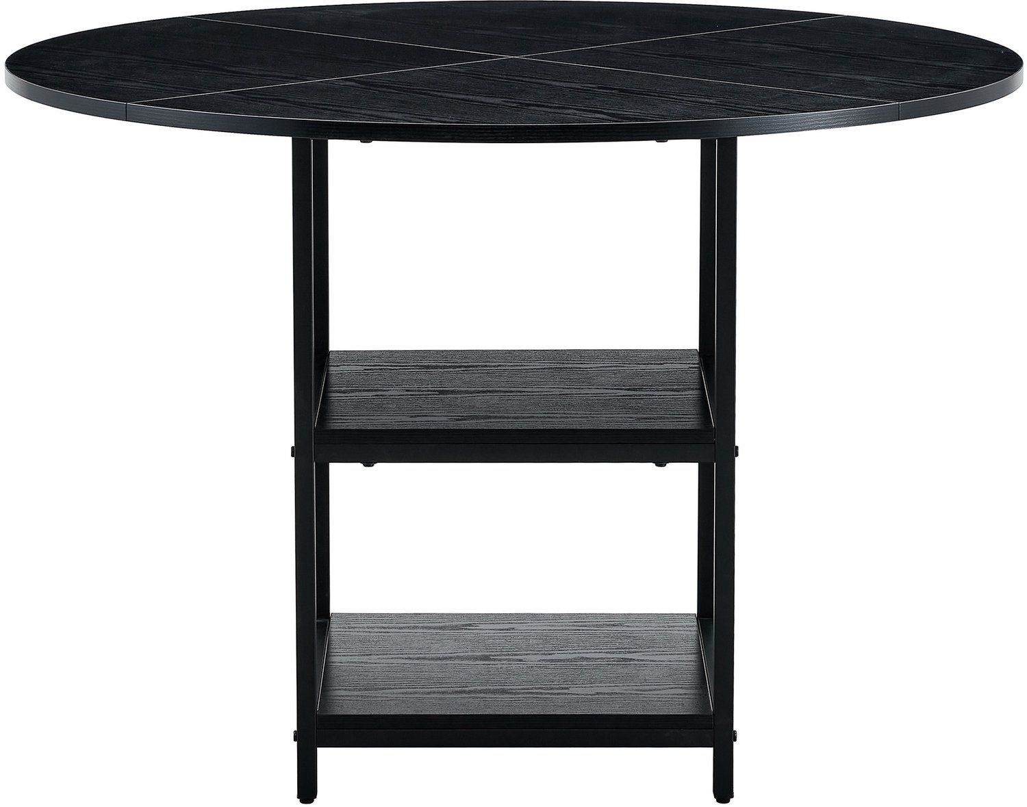 SONNENH Eettafel - Twee opbergplateaus - Ø 107 cm - 107 x 107 x 75 cm - Zwart