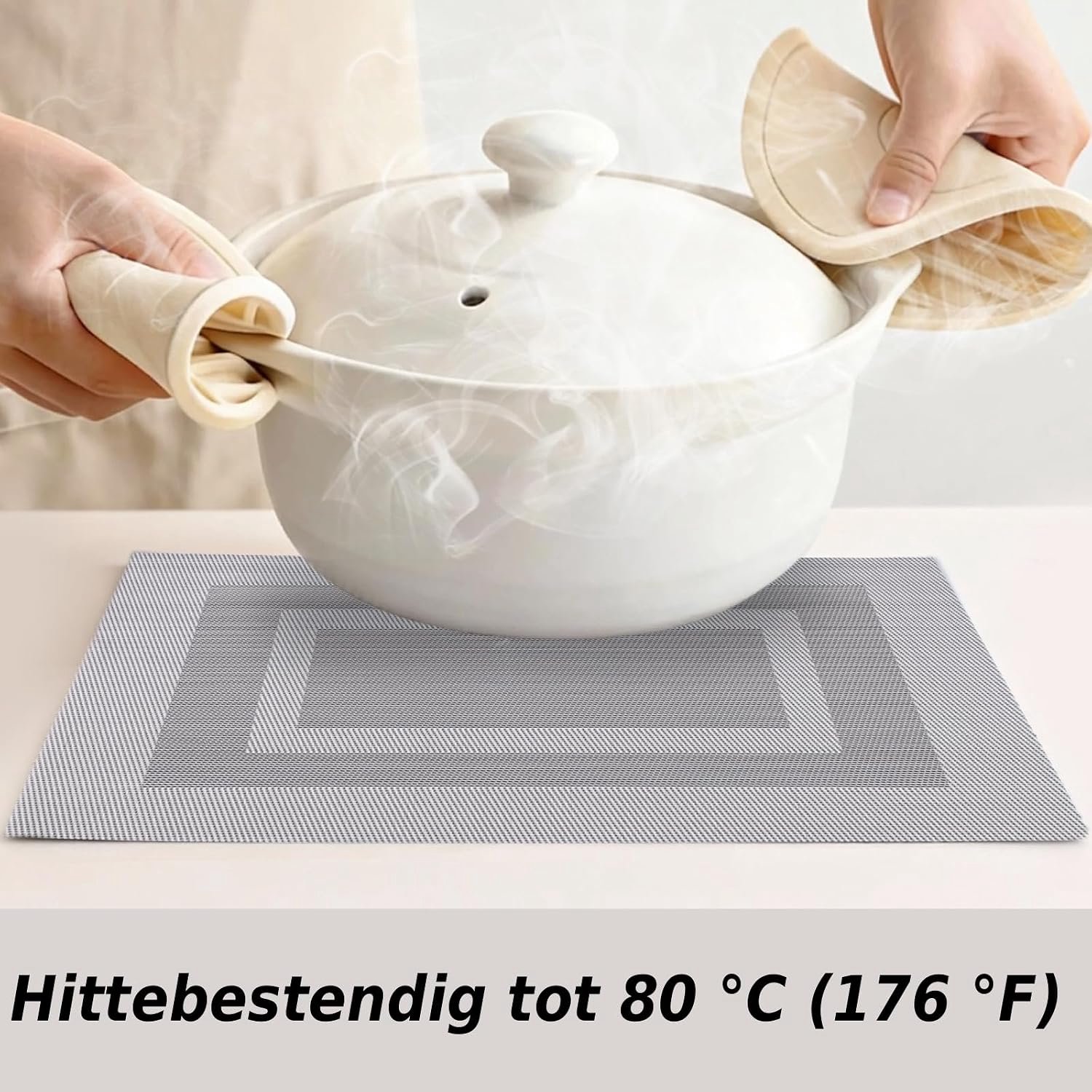 SnelShoppen - Placemat Set van 6, Afwasbaar en Vuilafstotend, Grijs, Hittebestendig, Antislip, 45 x 30 cm, Ideaal voor Diner, Lunch, Ontbijt, Keuken e