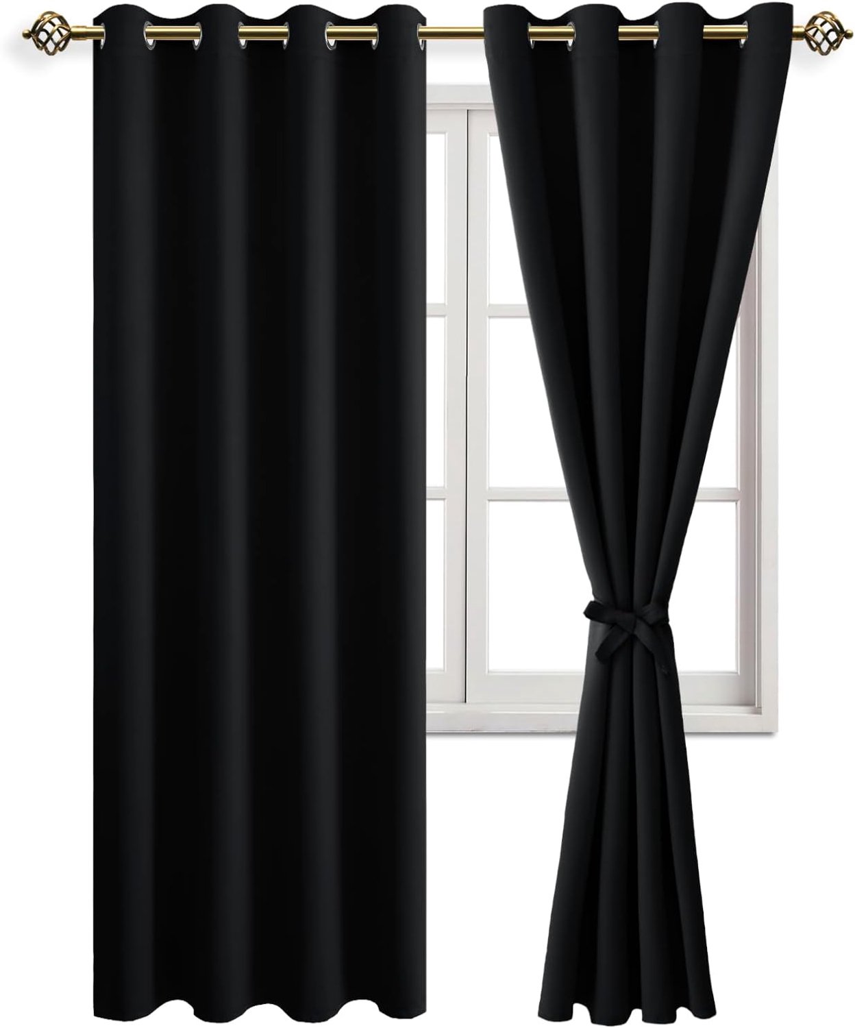Zwarte Blackout Gordijnen 228 x 140 cm - Oogjes - Zacht en stevig - Ideaal voor slaapkamer - ShopVlot
