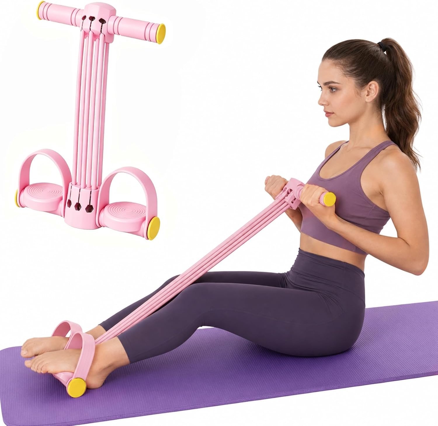 Verstelbare Weerstandsbanden met Handvatten, Elastische Band met Antislip Pedal, 6 Tubes voor Krachttraining, Stretching en Yoga Oefeningen