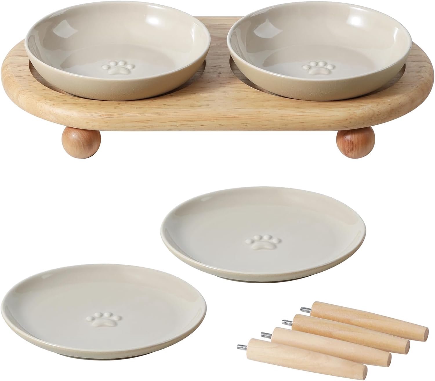 SnelShoppen - Raised Keramische Kattenbakken - Whisker Friendly Voer- en Waterbakken met 2 Stijlen - Verstelbare Anti-Verstikkings Design - Ideaal voo
