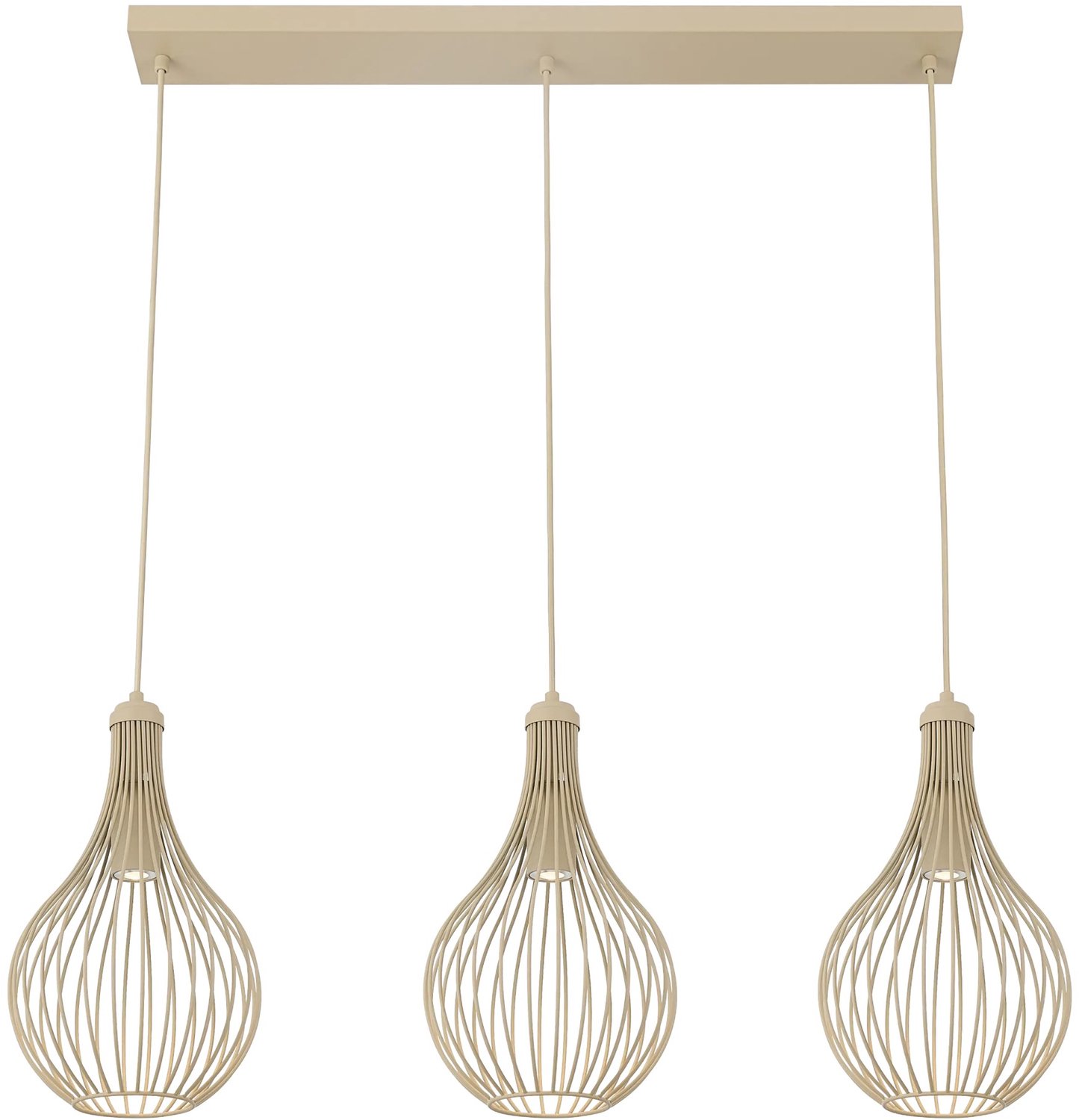 GITA hanglamp, beige balkvormige pendel met 3x GU10 fitting, lichtbron niet inbegrepen