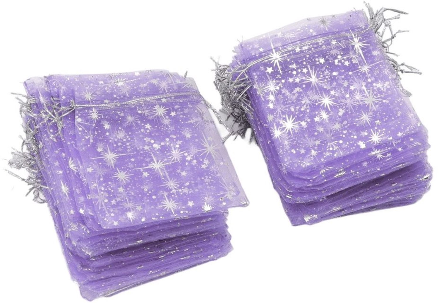 Organza Zakken Transparant 100 Stuks - Trekkoordontwerp - Ster Patroon - Geschenktas - Verpakking - Ambachtelijke Zeep/Snoepjes - Geschenkzakken