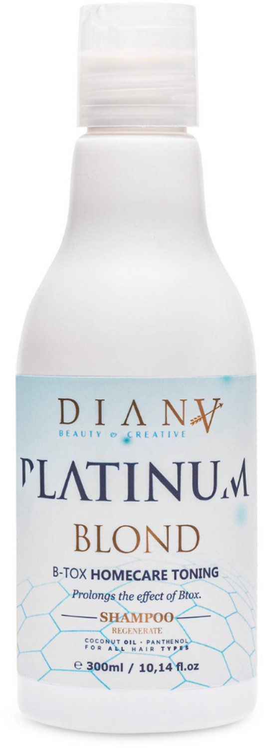 Platinum shampoo 300ml voor thuiszorg na de behandeling - 'No Yellow' Systeem, zilvershampoo zonder parabenen, sulfaten en siliconen - Intense Hydratatie en Anti-Frizz voor Blond Haar met Kokosolie en Panthenol