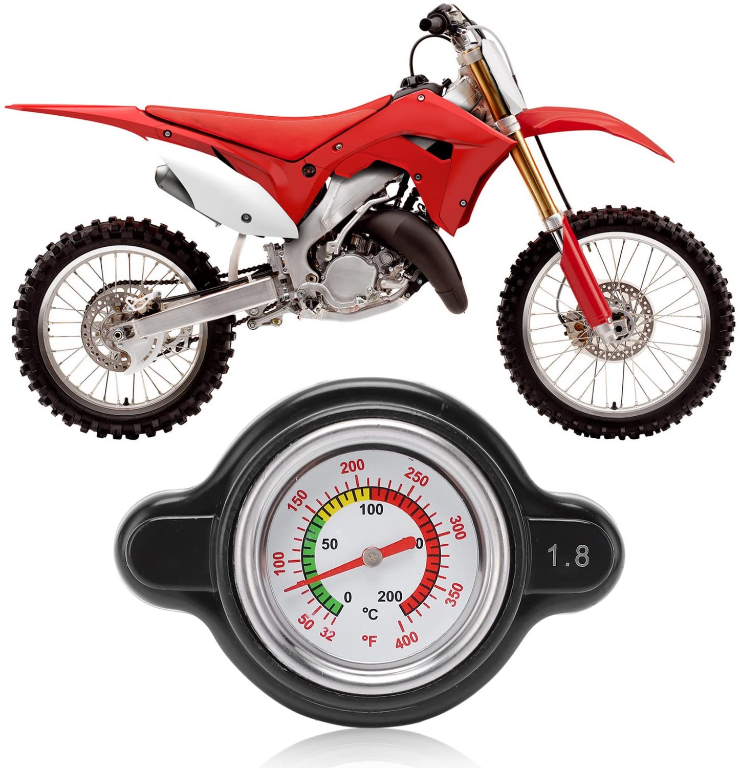 Koeldeksel met Temperatuurweergave - Vervanging voor CR250R 1989-2007 - Reserveonderdeel voor Arctic Cat WILDCAT X 1000 - Vervangend Onderdeel voor MULE 3010 4x4 - Metaal/Aluminium - 1,8 Bar Hogedruk - Radiatordeksel