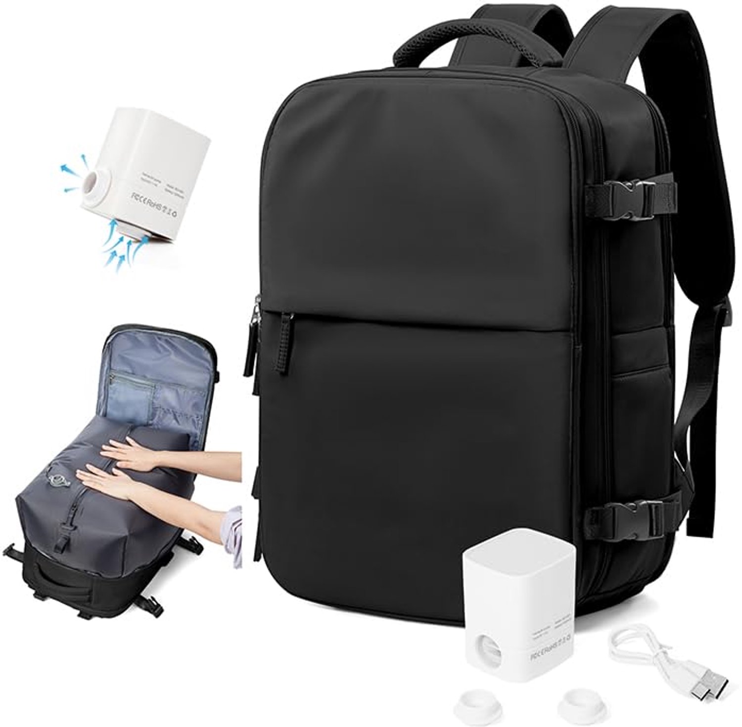 Handbagage Rugzak met Vacuümpomp - 40x30x20 cm - Onderstoel Reisformaat