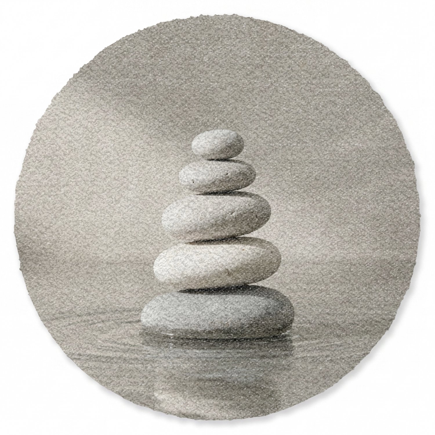 Deurmat rond 90x90 cm - Droogloopmat Stenen - Water - Grijs - Mat voor binnen - Schoonloopmat - Ronde deurmatten met print - Inloopmat