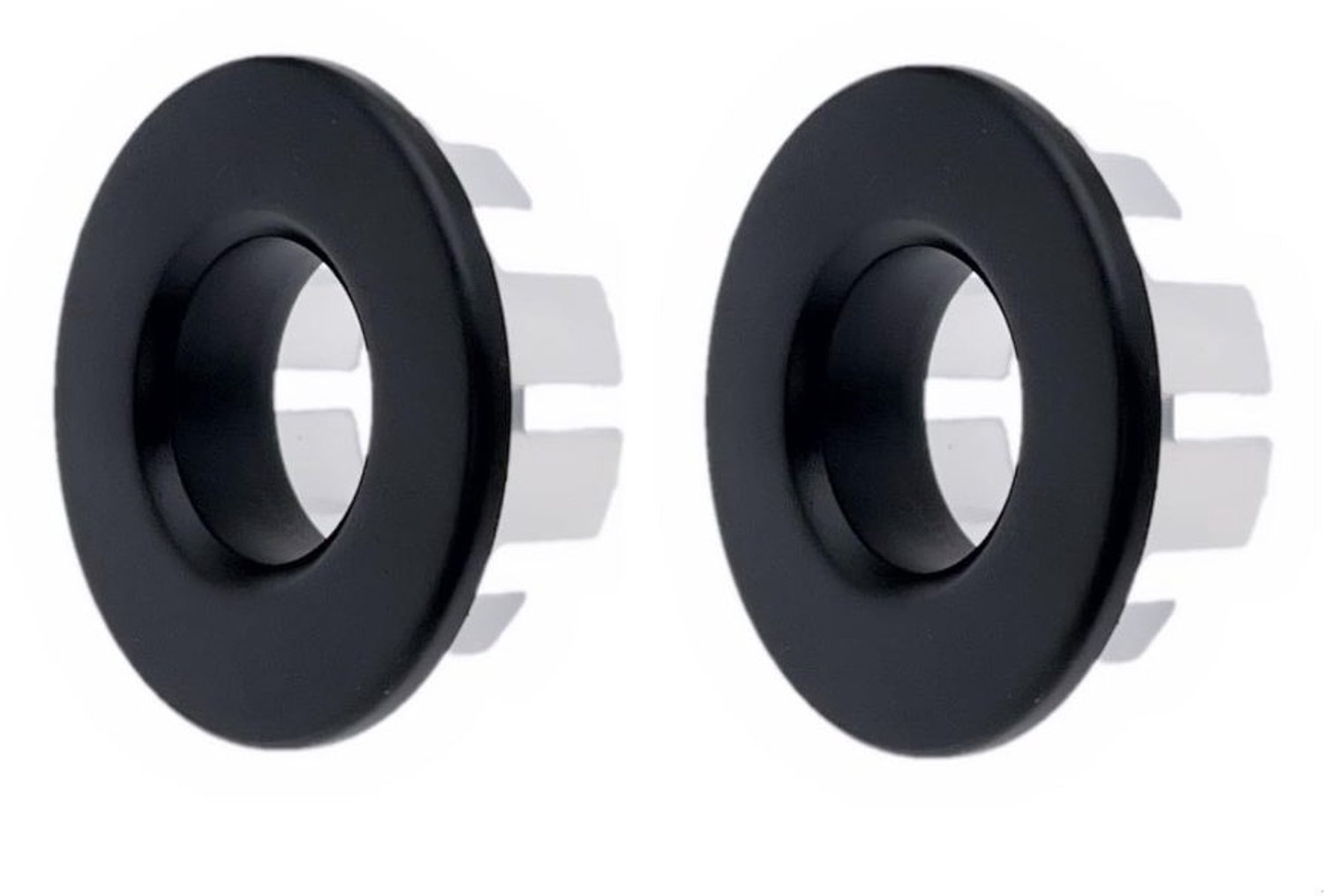 Overloopring Mat Zwart - 2x Metalen Wastafel Overloopring - Geschikt voor 22-24mm Overloopgat - Hoogwaardig Koper - Glad Uiterlijk - Overloopplug