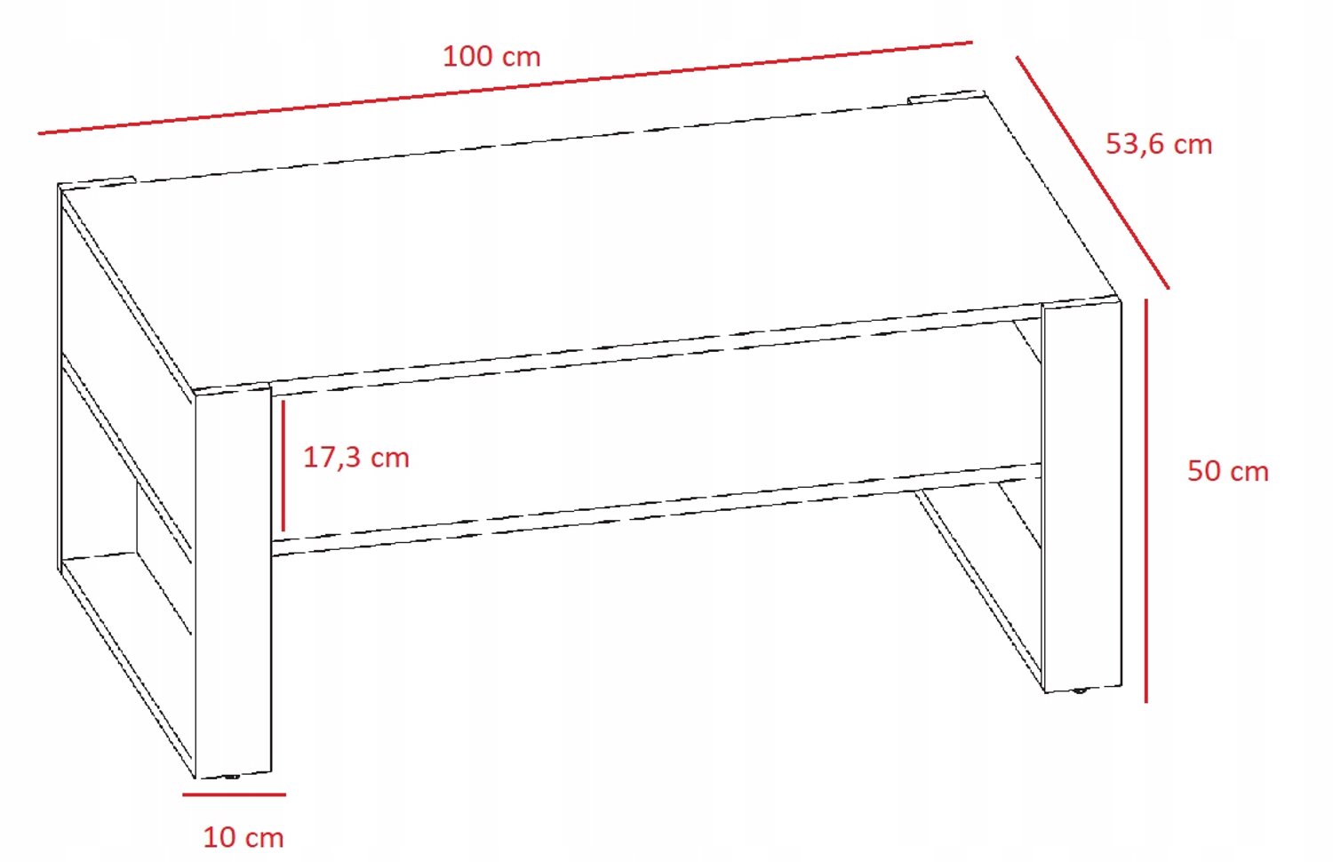 Per La Vita Kaja - Salontafel - Elzenkleur/Zwart - Gelamineerd tafelblad Elzenkleur;Zwart