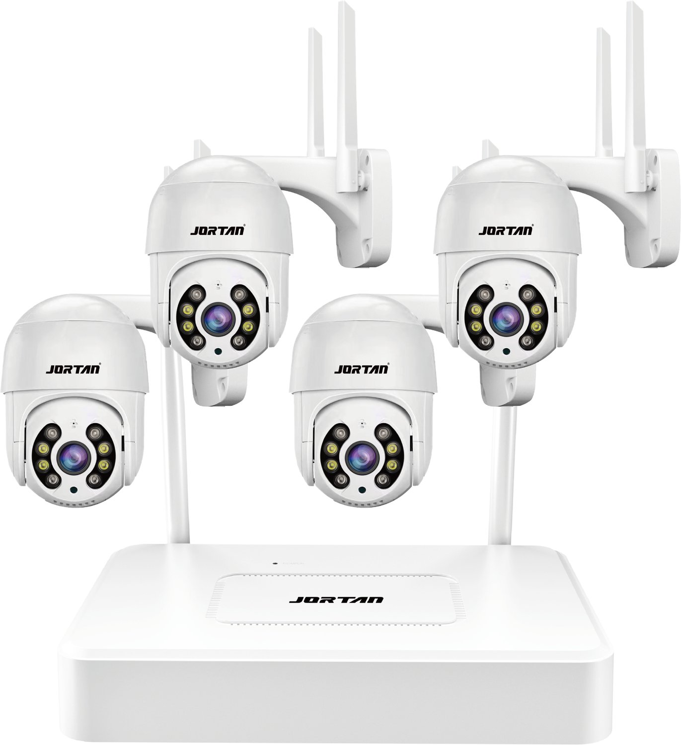 Beveiligingscameraset - 4 camera's - Met scherm - Persoonsdetectie - Cloudopslag - Jortan Tech