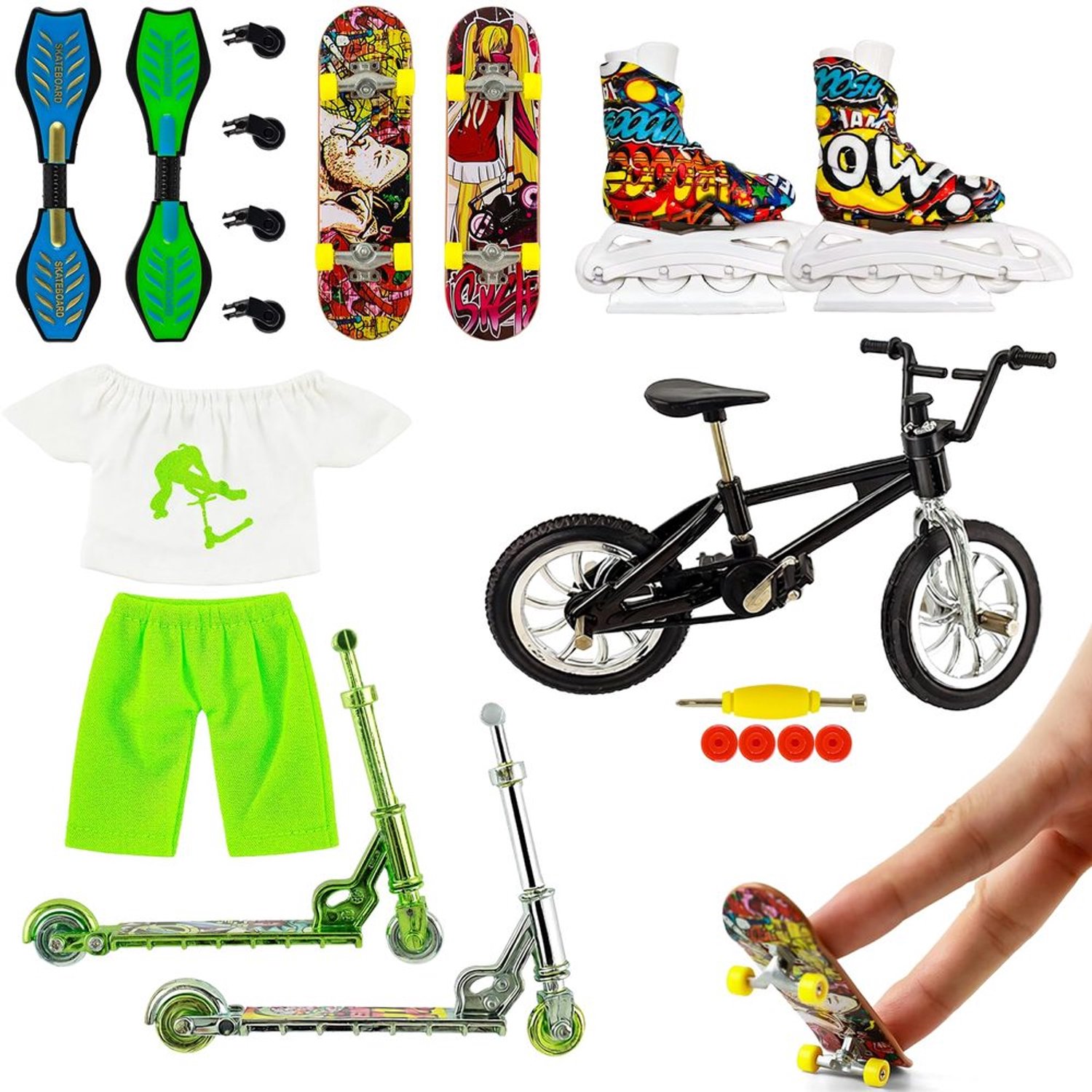Set van 20 Vingerskateboards met Diverse Accessoires