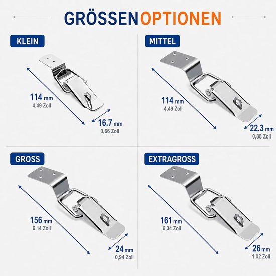 Sluiting 90 graden, groot, 4 stuks, zonder slot opening, ijzer — afbeelding 3