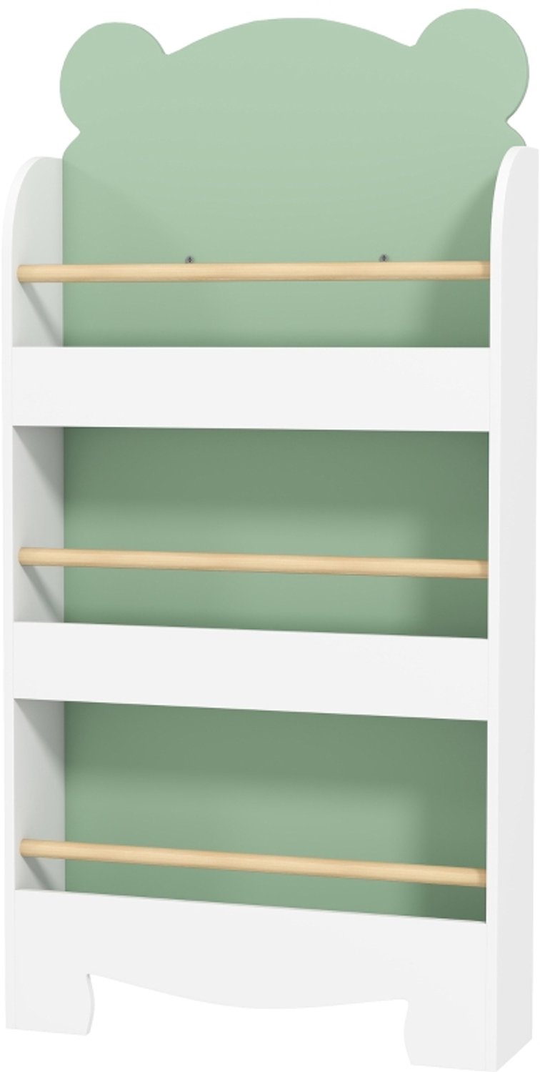 Kinderboekenkast - 3 lagen - Berenthema - Voor boeken en speelgoed - 55 x 15 x 110 cm - Groen