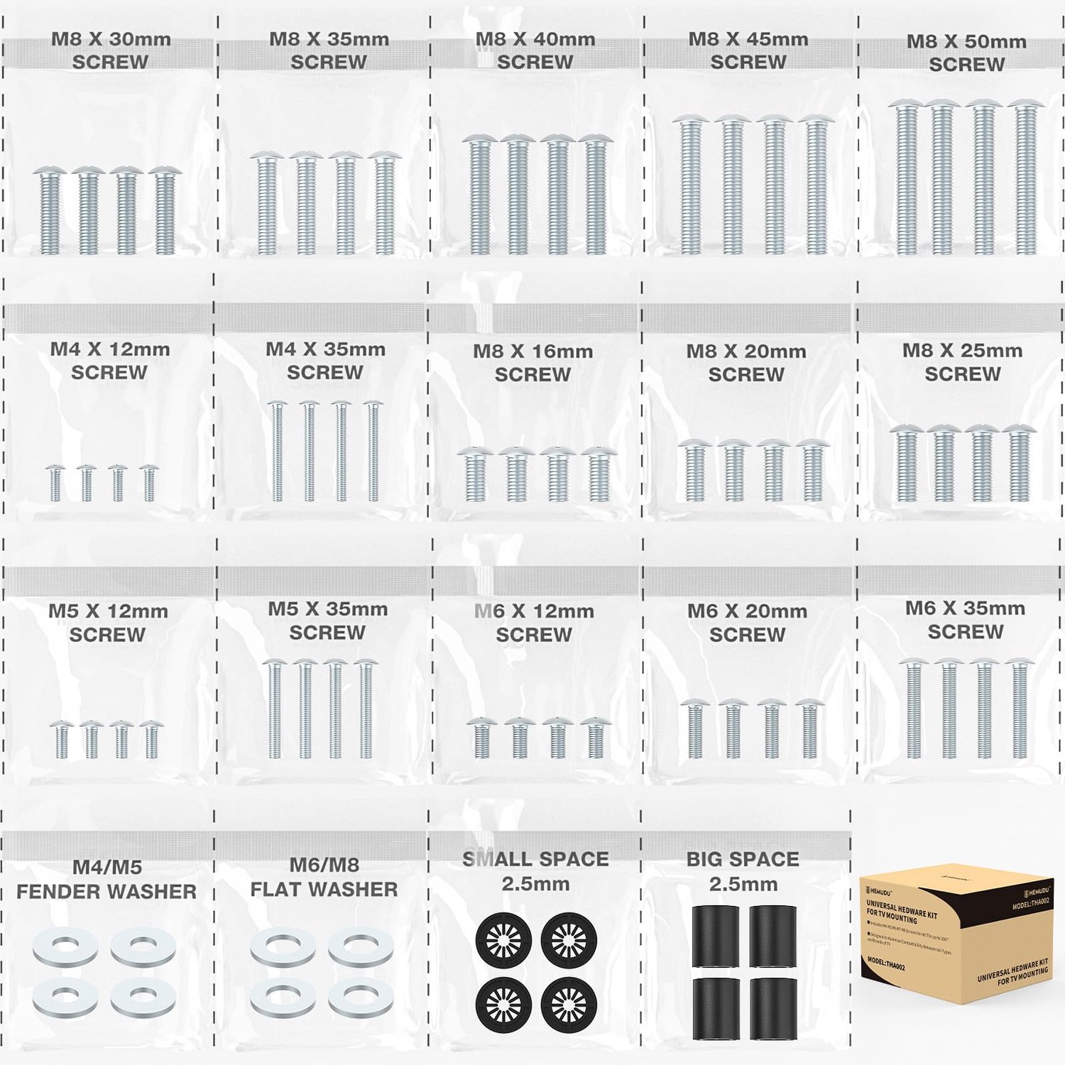 Universele TV Installatie Hardware Kit met Schroeven en Spacers