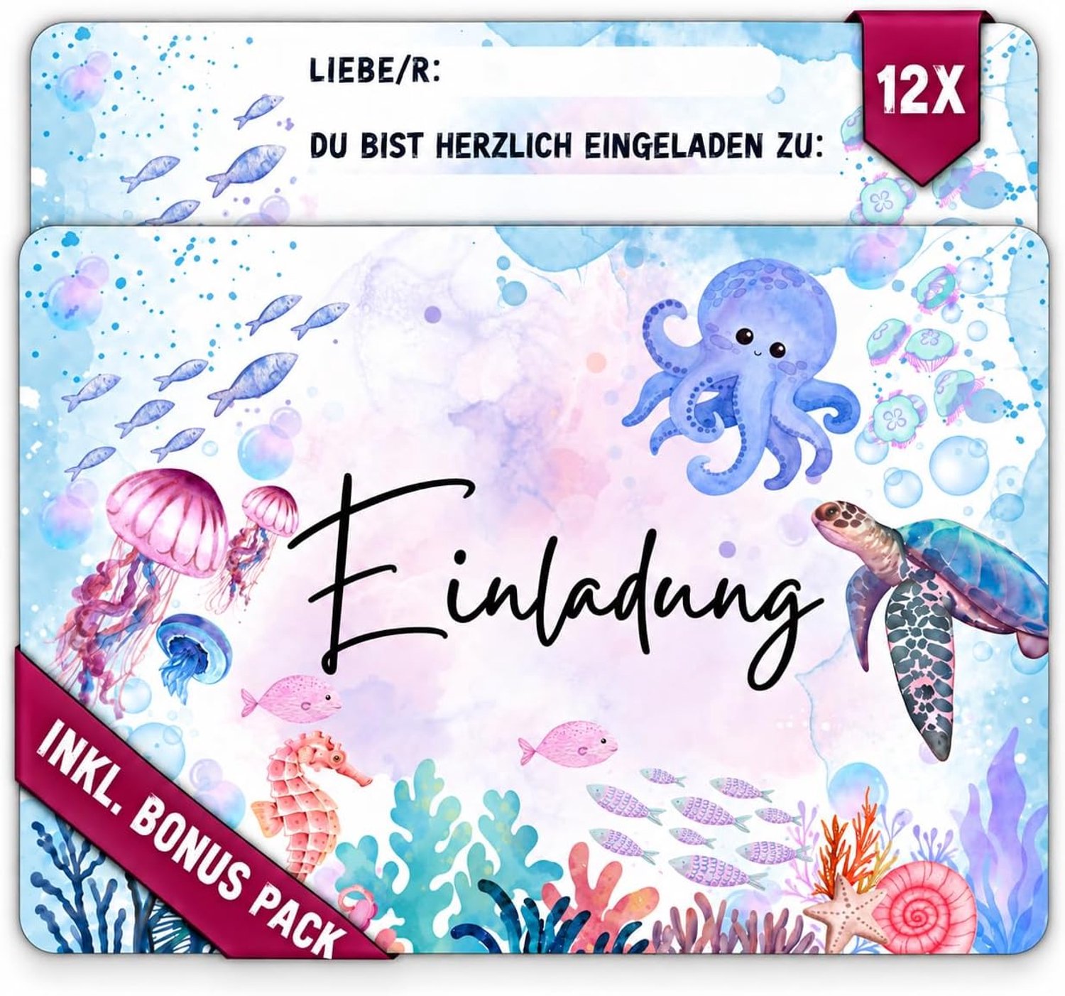 Feestkaartjes voor kinderfeestjes met glitter 12 stuks