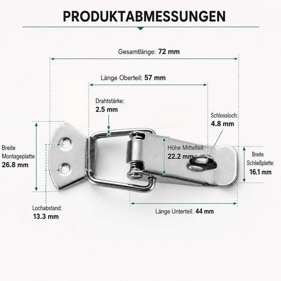72 mm, 4 stuks, met vergrendelgat — afbeelding 2