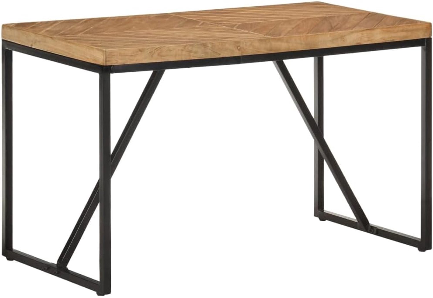 Houten eettafel 120 x 60 x 76 cm acacia en mango industriële look keukentafel met stalen poten Chevron mozaïek design robuuste woonkamertafel decoratie eetkamer