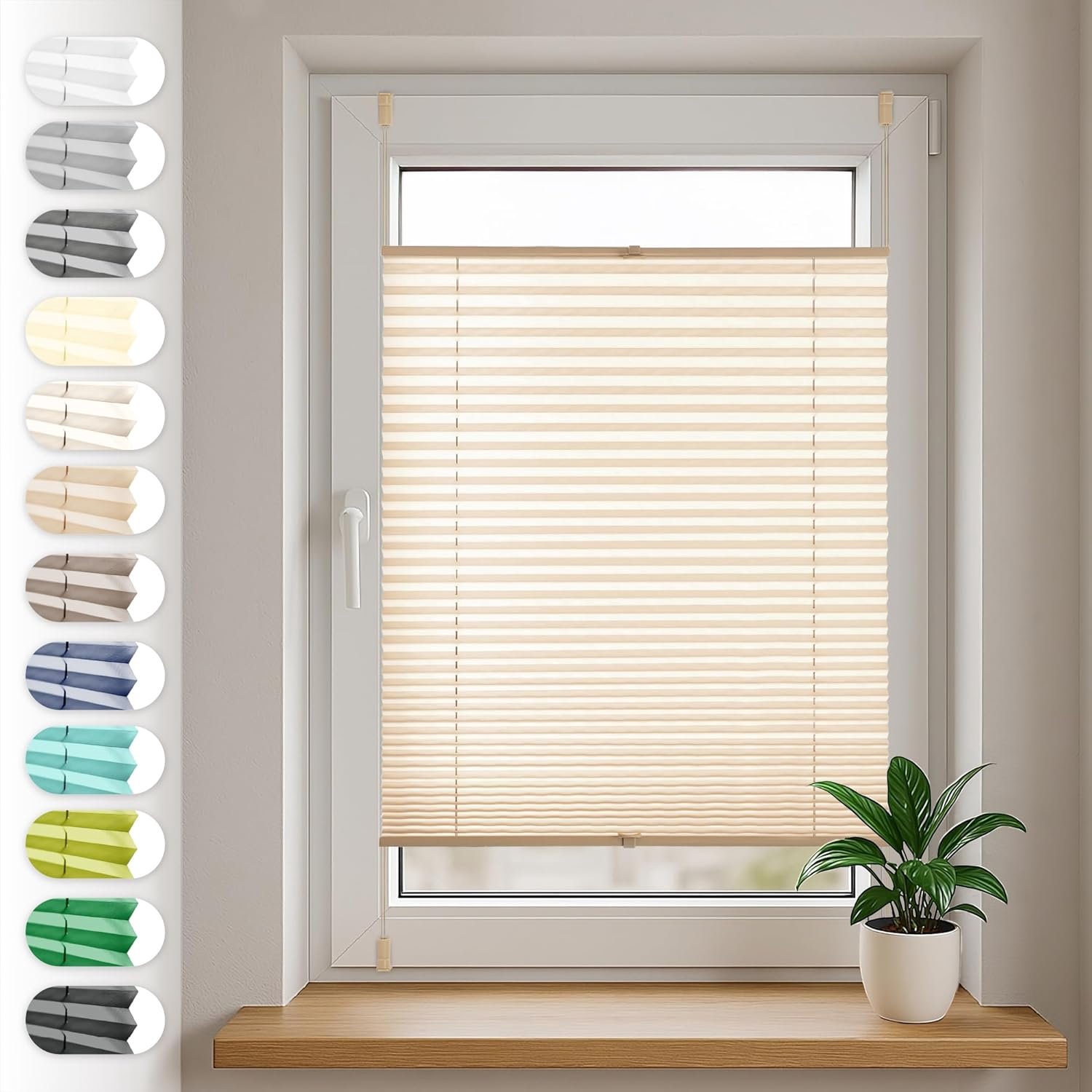 Zonder Boren 60x140 cm Plissé Klemmfix Beige