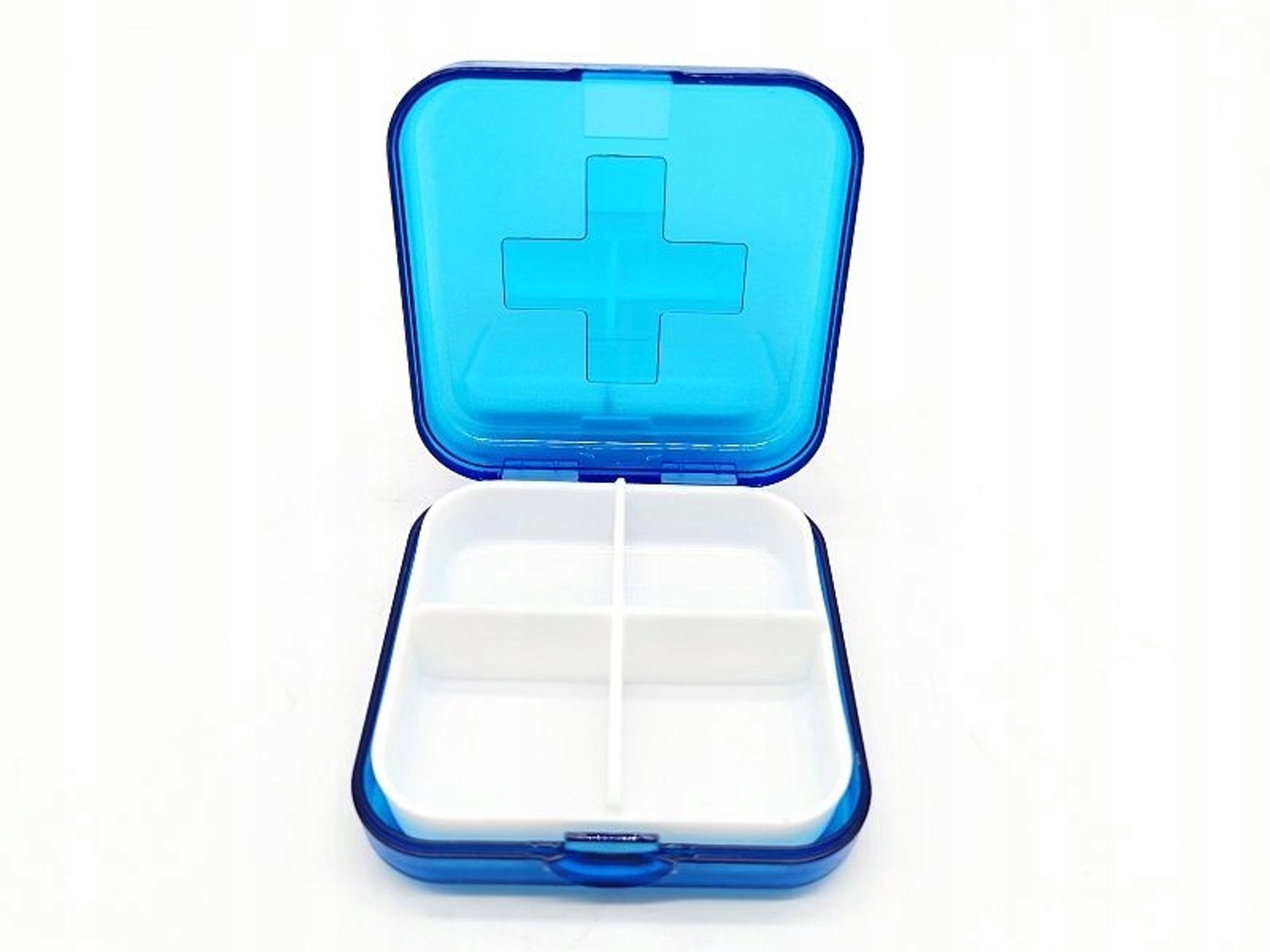 Set van 10 pillendoosjes, reisformaat, 4 vakjes, compact