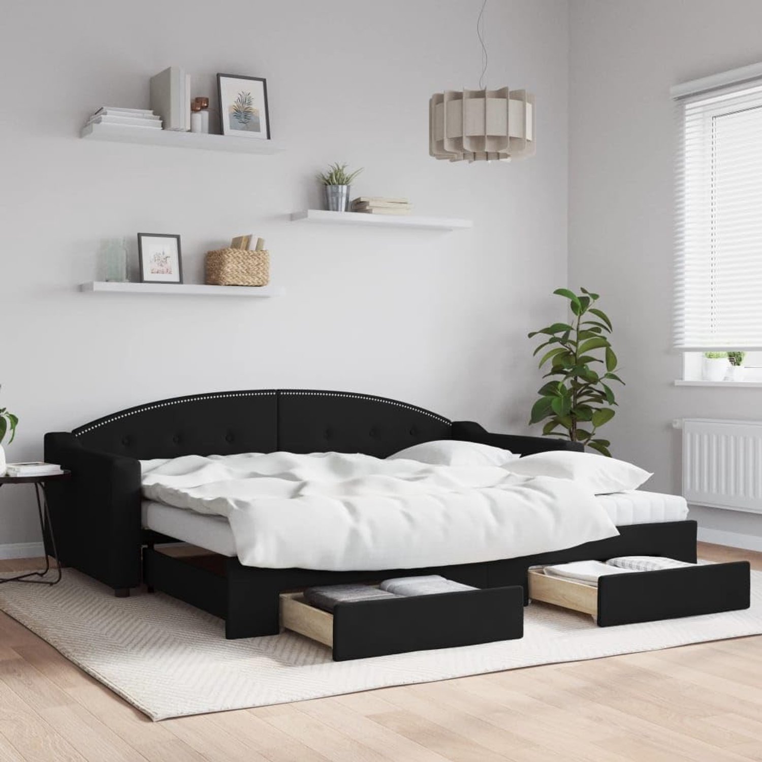 2 in 1 schuimmatras met opberglades slaapbank 90x200 cm Zwart