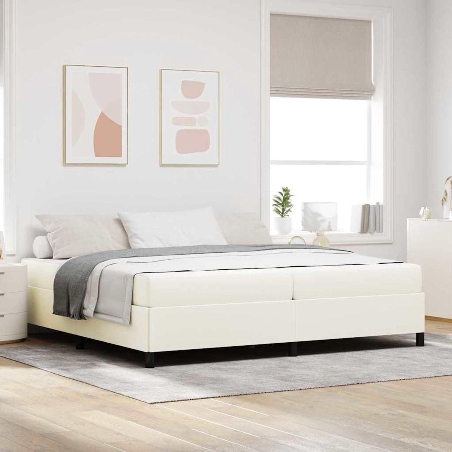 Bedframe minimalistisch wit model 200x200 cm crème
