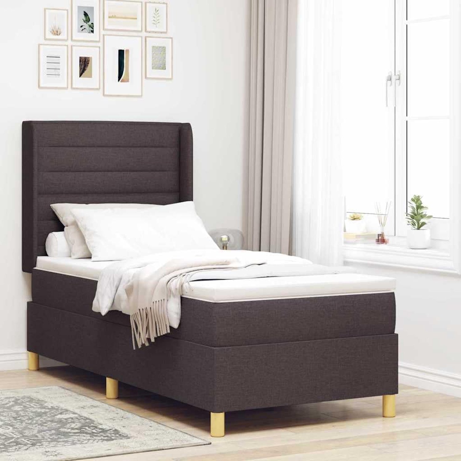 Boxspringbed met verstelbaar hoofdbord Modern donkerbruin 90x190 cm