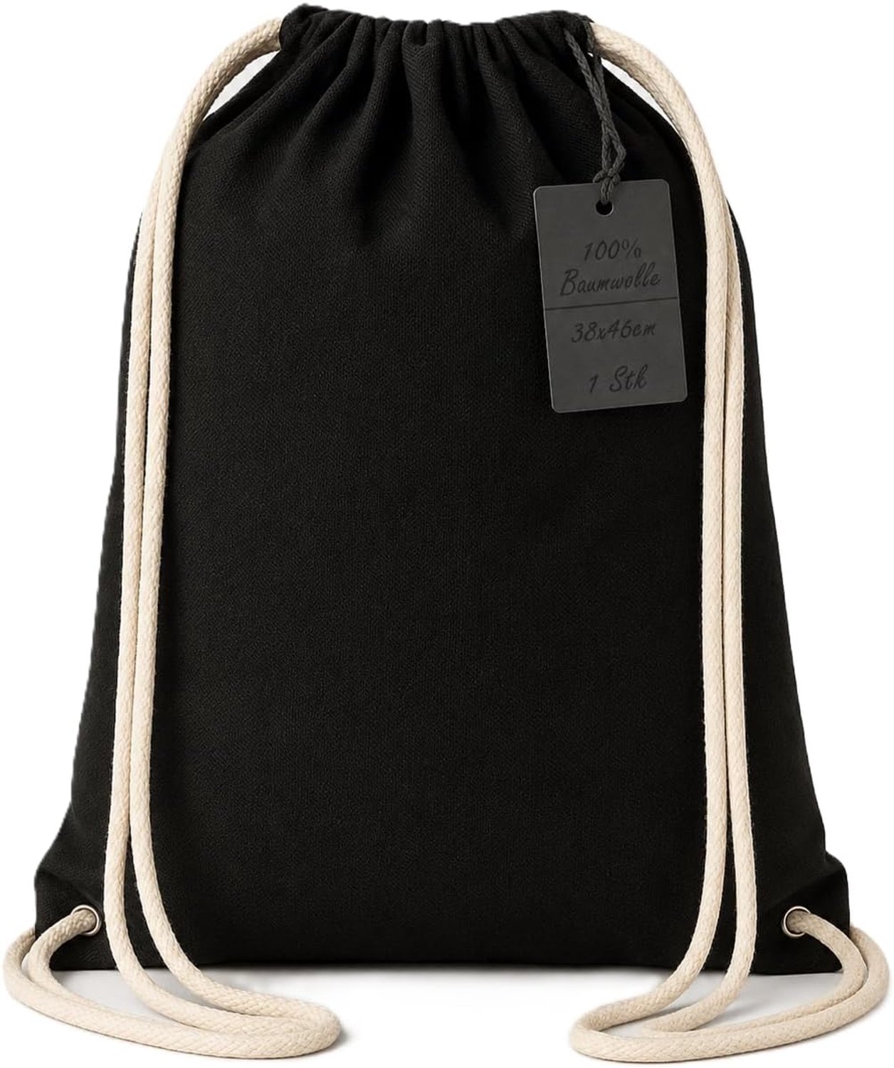 Gymtas, katoen, 38 x 46 cm, Oeko-Tex 100 gecertificeerd, sporttas met trekkoord, duurzame katoenen tas, jute tas voor sport, school en vrije tijd