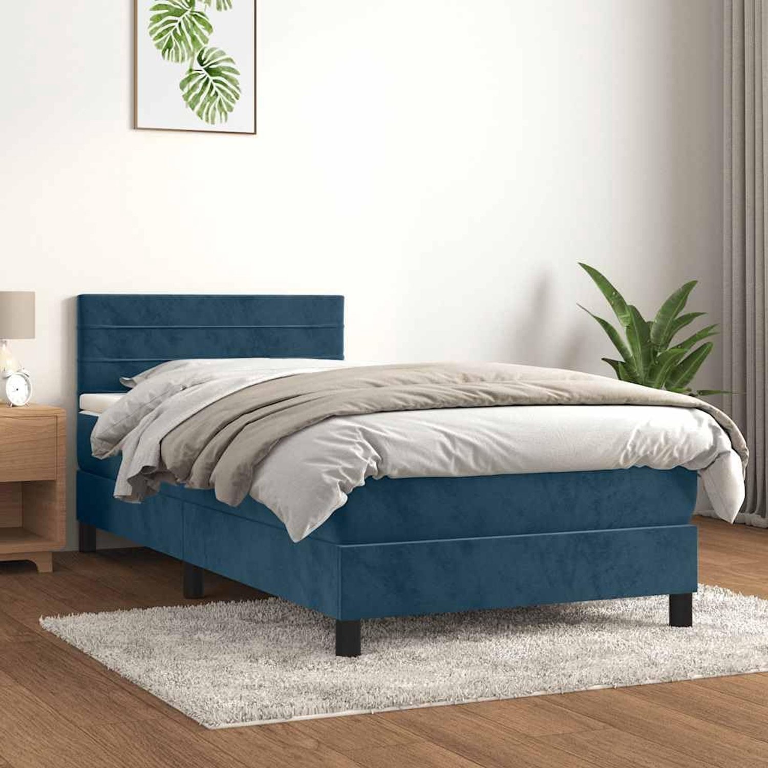 Pocketvering verstelbaar hoofdbord 100x200 donkerblauw