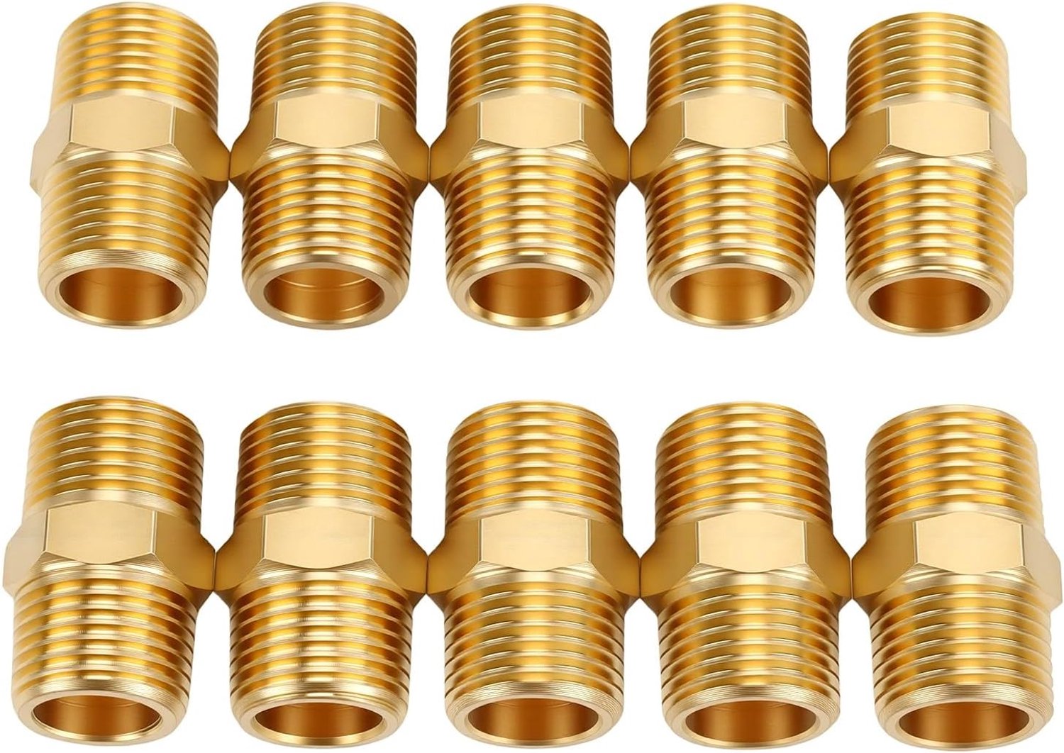 10 Stuks 3/8 Inch Mannelijke NPT Pijpfitting Messing Zeskantige