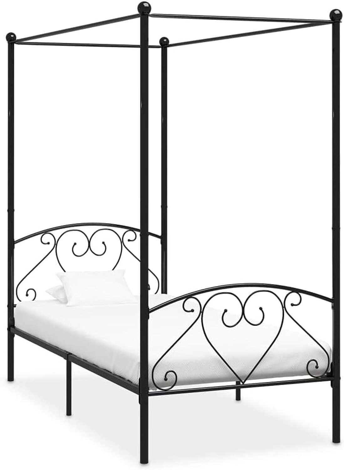 Frame, bed, bedframe, tienerbed, slaapkamer compleet, slaapkamer bed, bedframe, zwart metaal 90 x 200 cm