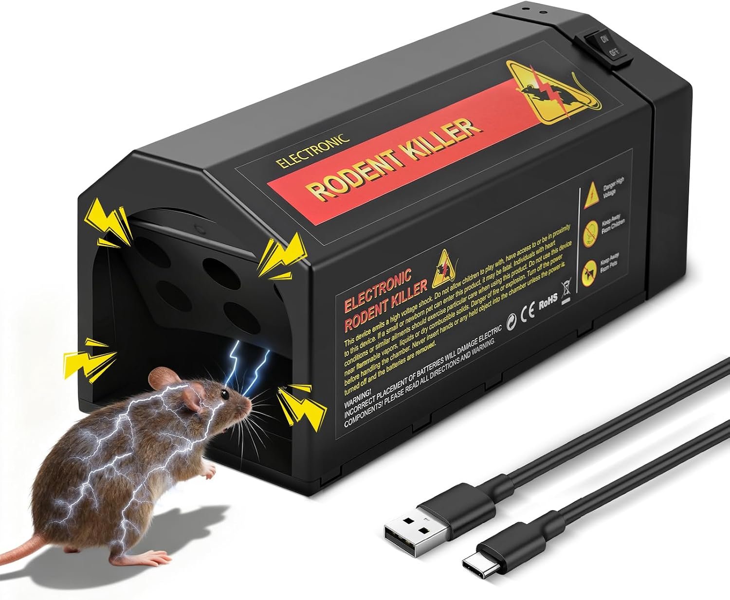 Muizenval/rattenval 7000V, voor gebruik binnenshuis