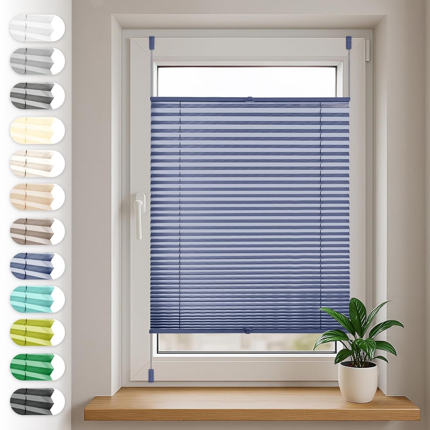Zonder Boren 70x100 cm Plissé Klemmfix Blauw