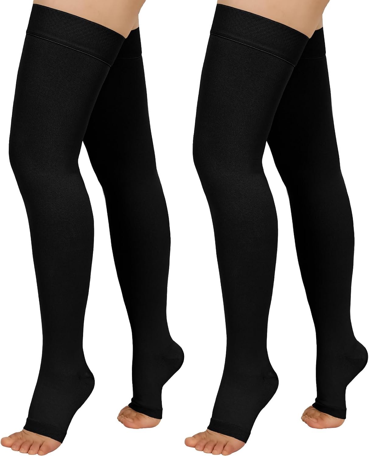 2 paar medische compressiekousen 20-30 mmHg met siliconen stippenband, betere ondersteuning voor borstvoeding, spataderen, sport, voor mannen en vrouwen