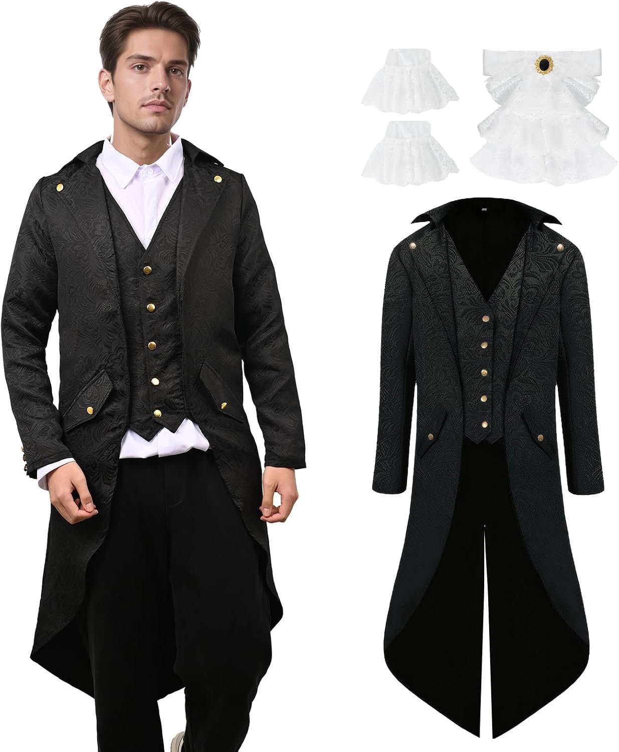 Steampunk-jas voor heren, gothic, retro jas, Victoriaanse herenjas, vampier, cosplay kostuums
