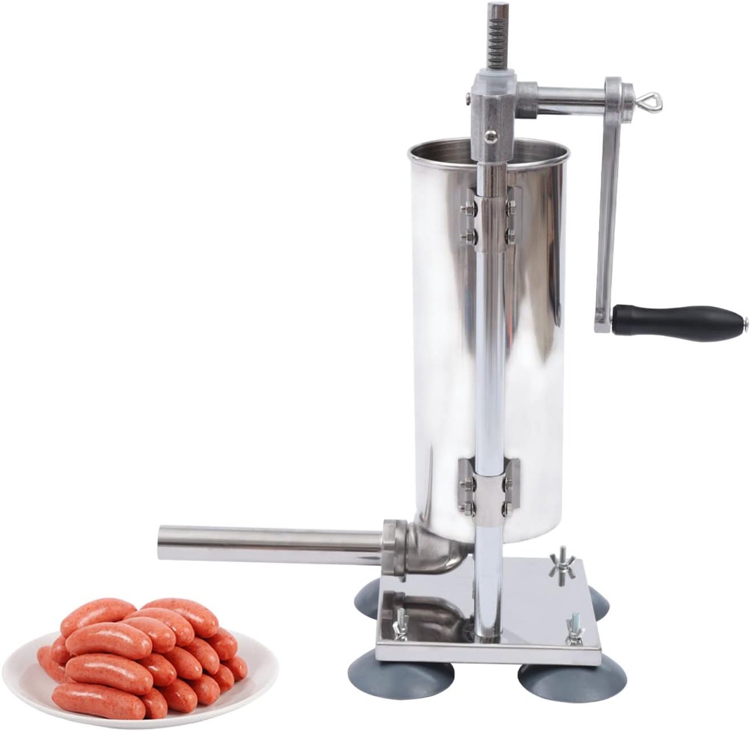 Verticale worstmachine van roestvrij staal, handhandslinger, worstvulling, capaciteit 3 l/6lbs